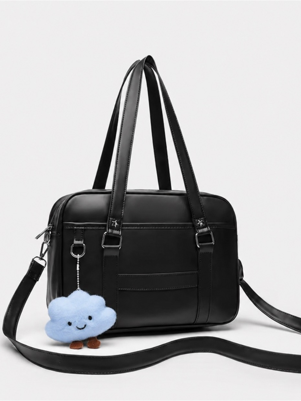 Anime school girl bag satchel with adjustable strap and Blue cloud plushie